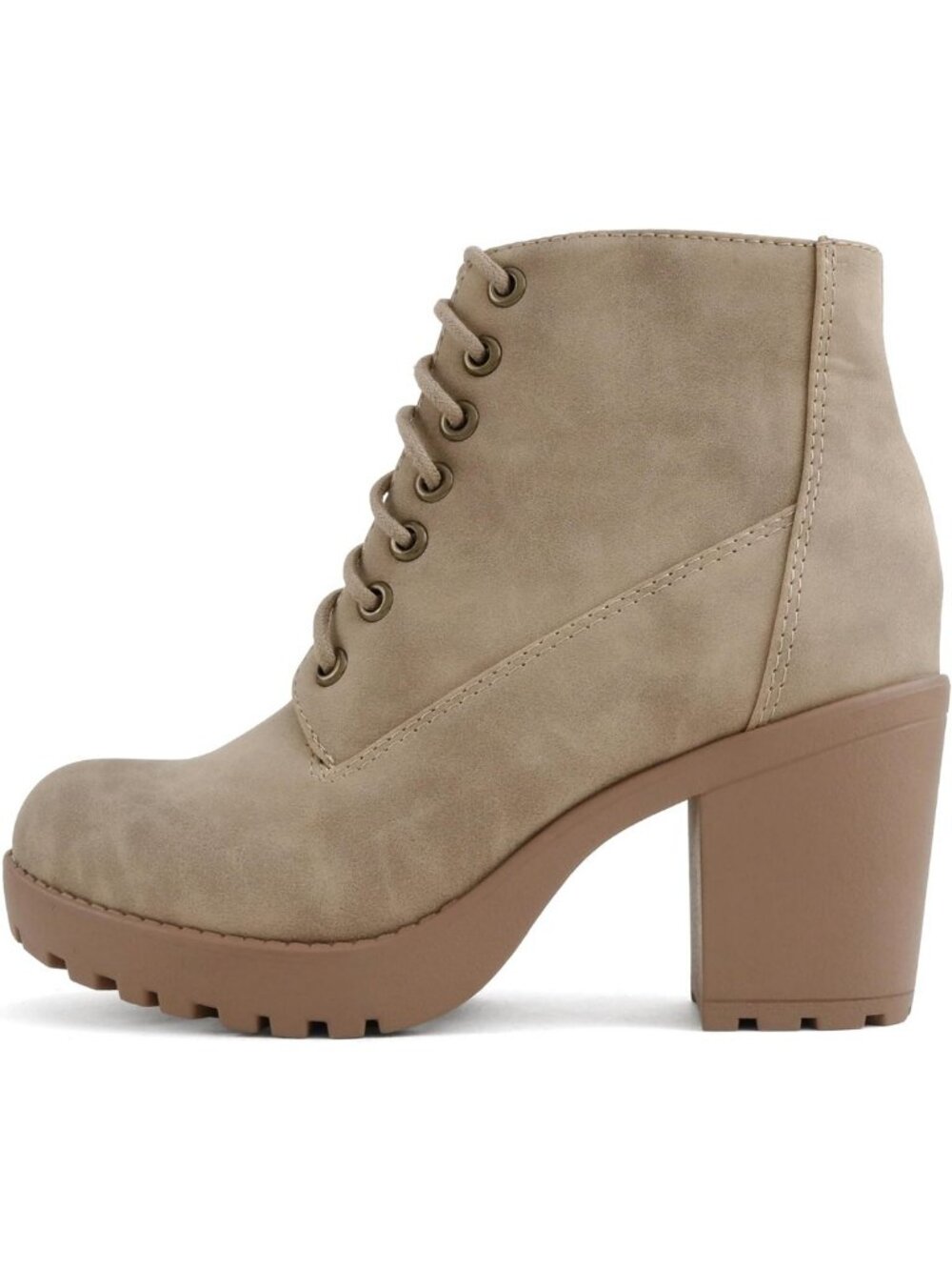 Chunky Heel Combat Ankle Booties with Lace-Up & Side Zipper - Trendy & Stylish